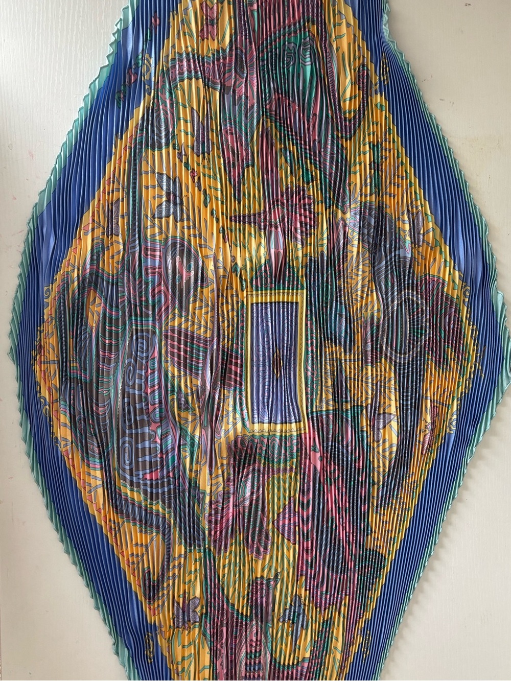 Vintage Hermès "Puzzle II" pleated silk scarf